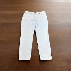 Eileen Fisher Organic Cotton Slim White Jeans Women’s 14 Denim Stretch Ankle